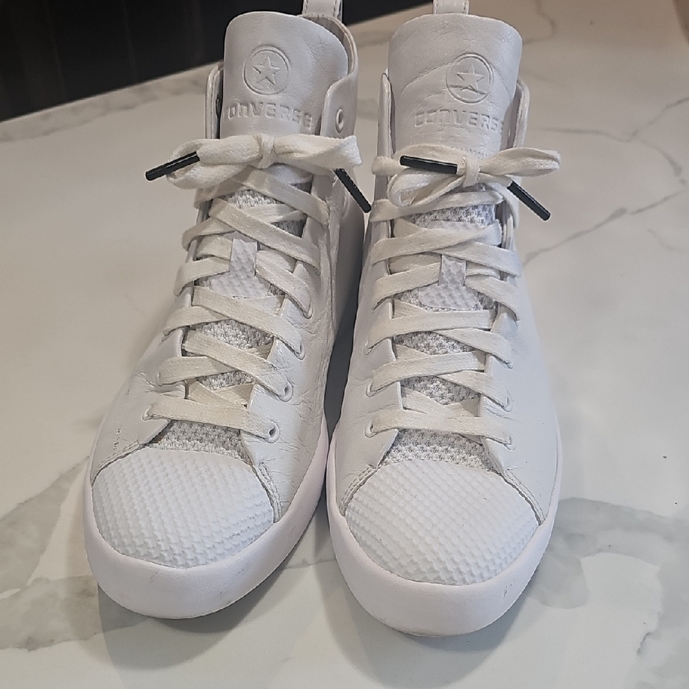 White Leather High-Top Men's Sneakers